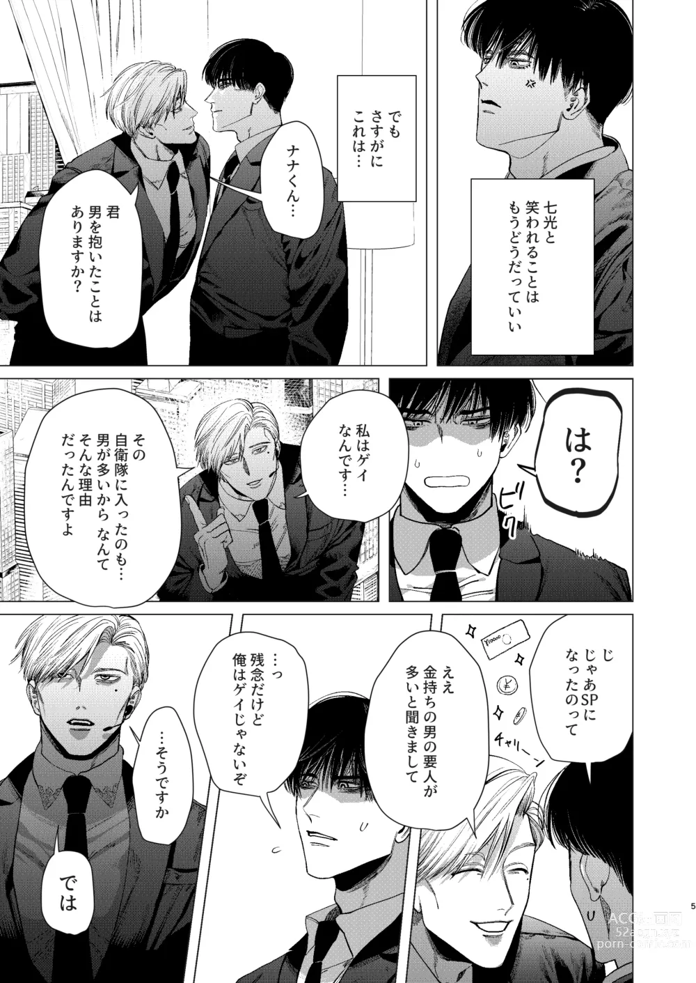 Page 4 of doujinshi Ore o Mamoru no wa Kinpatsu Gachimuchi Inran SP?!