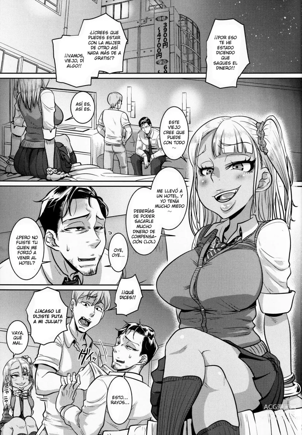 Page 2 of doujinshi Yonaoshi Oji-san VS Tsutsumotase Kuro Gal JC