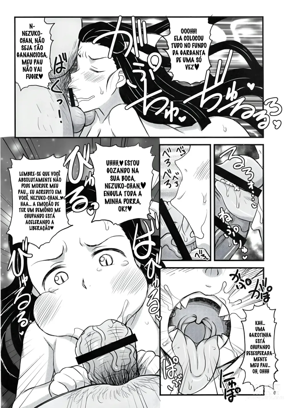 Page 6 of doujinshi Mechashiko no Chinpo ~Nikuyoku o Osaekirenaku Natta Nezuko-chan ga Dosukebe Ossan Tanebashira to Kettou Shite Eiyou Hokyuu Suru Hon~