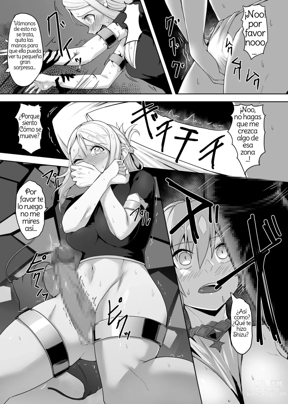 Page 13 of doujinshi Level Drain Futanari Kyousei Sex o Saserarete, Subete o Ushinau Onna Mahoutsukai to Onna Kenshi Spanish