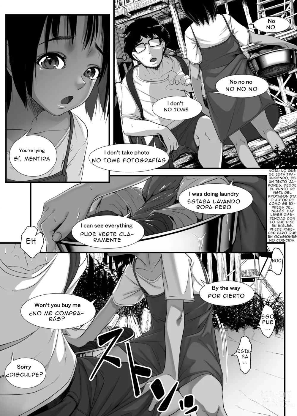 Page 11 of doujinshi Una Historia sobre cómo compré un coño suave mientras sacaba fotos cuando orinaban en un barrio pobre de Asia