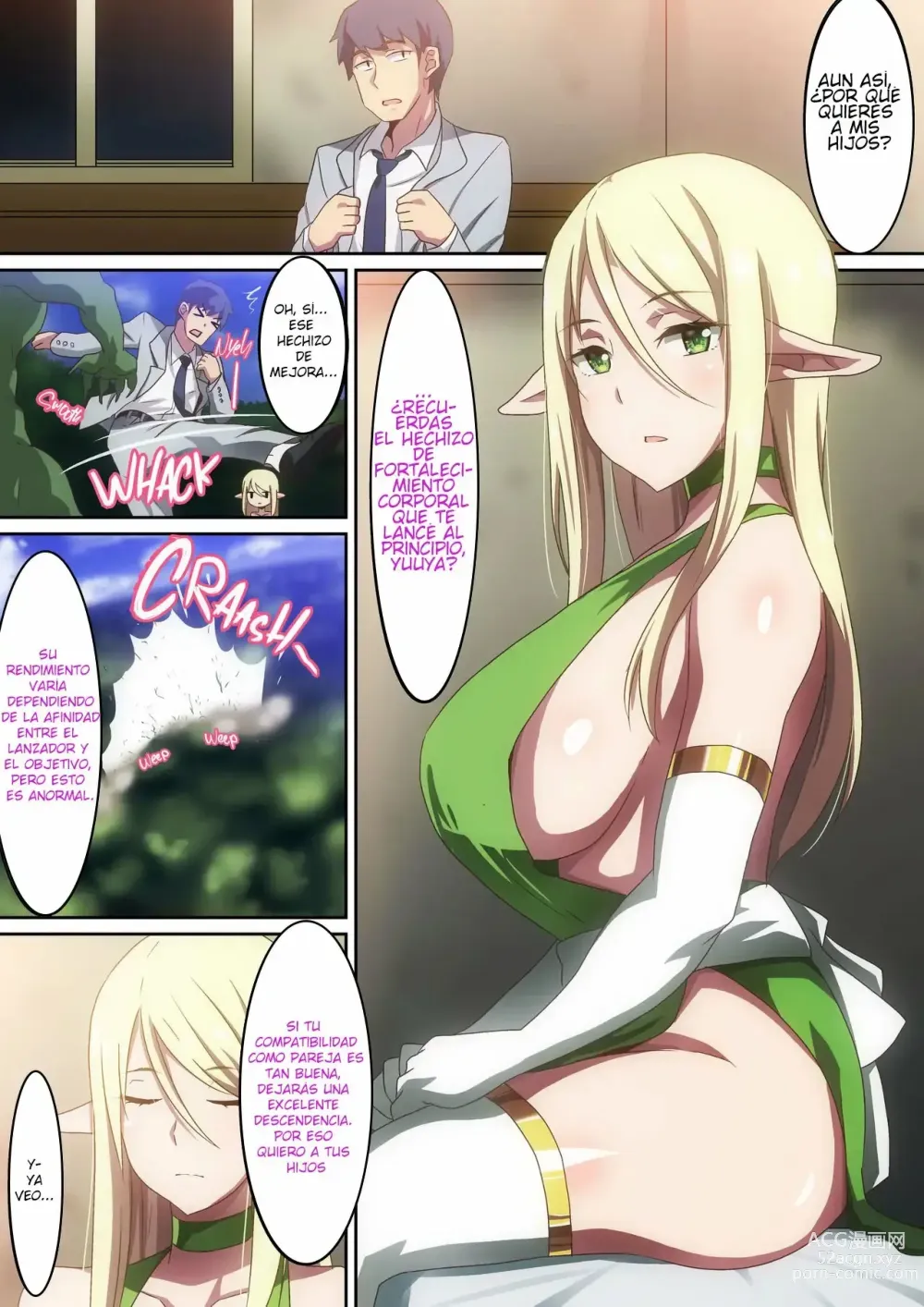 Page 4 of doujinshi Kyonyuu BIjin Elf ni Isekai Shoukan sareta Ore ga Kyouka Mahou de Cheat Nouryoku Te ni Irete Tekinashi ni Natte Kanojo to Kozukuri Shinagara Tabi o Shiteiru Ken