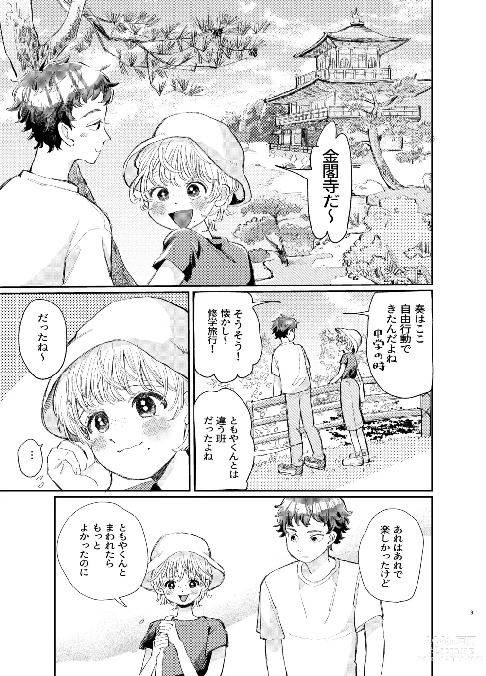 Page 9 of doujinshi Kousai 6-nenme no Icha Love Kyouto Ryokou Kyun Kyun Ryokou to Gobusata Ecchi