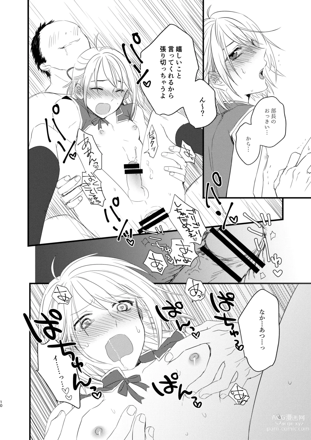 Page 9 of doujinshi OtaCir ni Naze ka Iru Charao ni Josou Shite Morattara Wari to Norinori datta node Minna de Hamechaimashita.