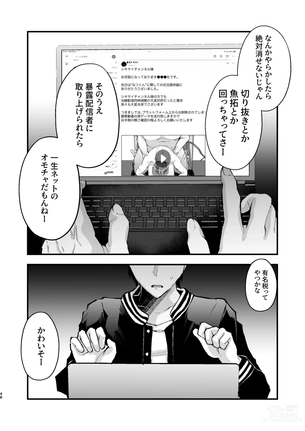 Page 49 of doujinshi Chikuiki Chiken Arbeit case2: Ninki Haishinsha Natsu-kun no Jinsei Shuuryou Acme Haishin