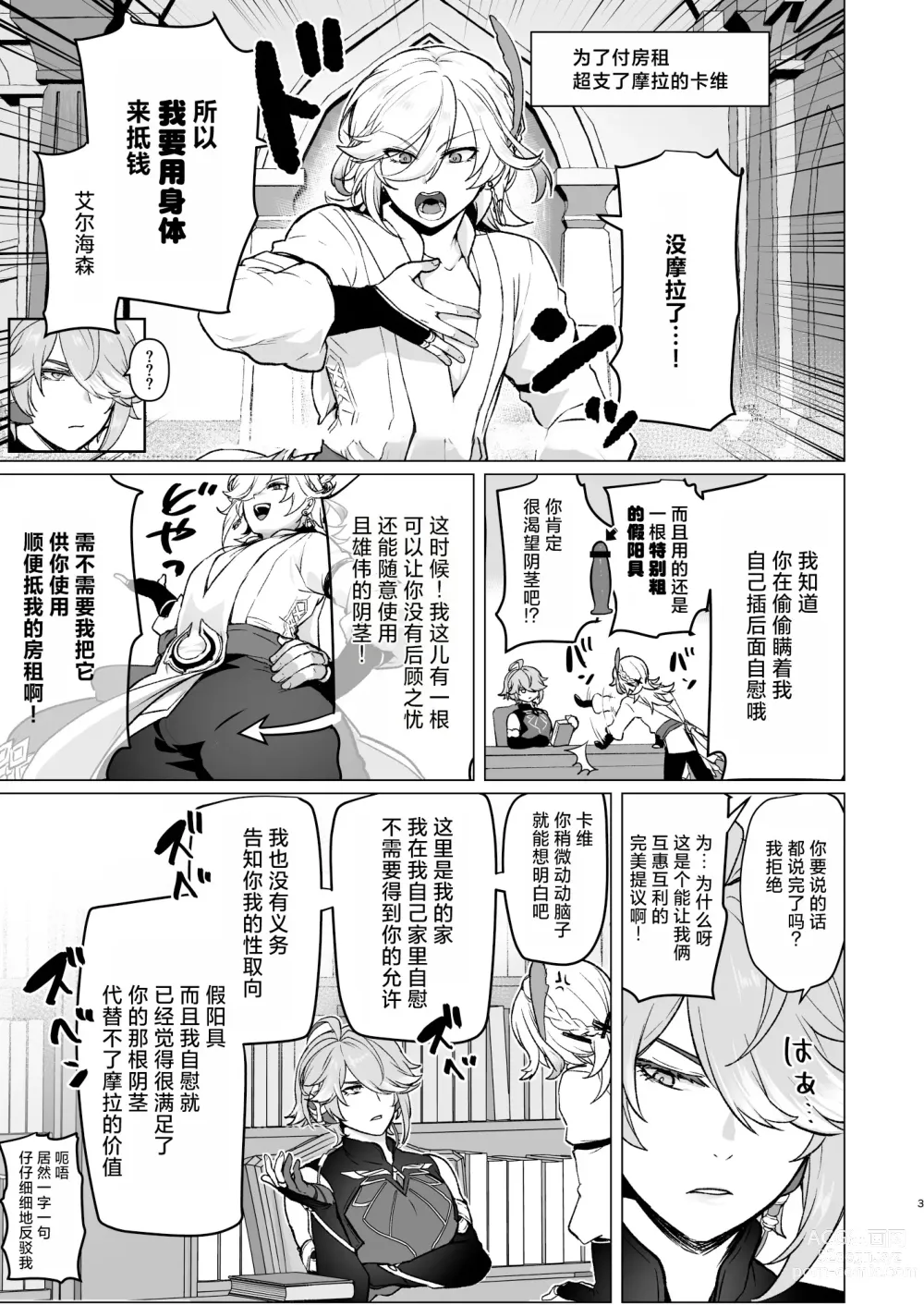 Page 2 of doujinshi Doukyonin ni Yachin no Kawari ni Chinpo o Teikyou Shite Morattara Hamacchatta Hanashi