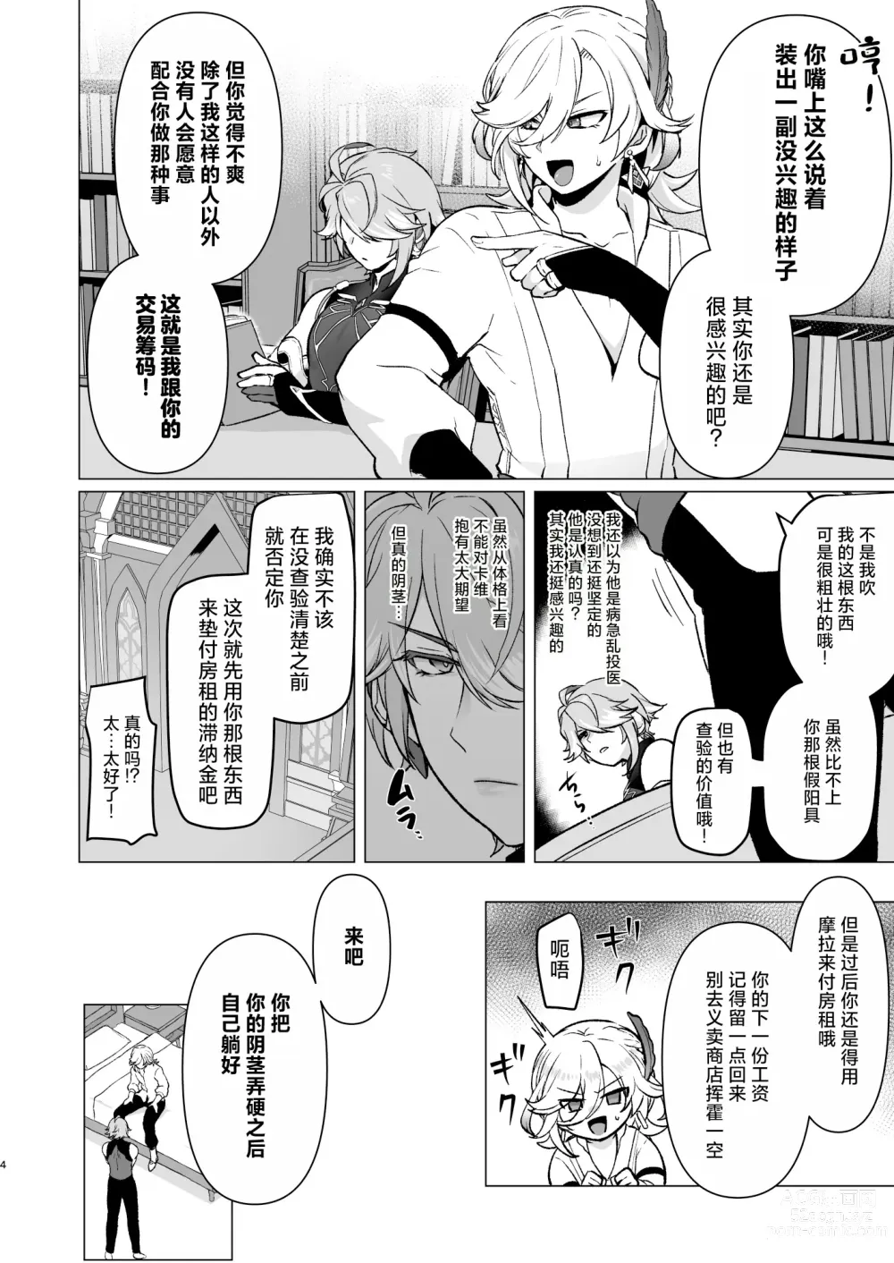 Page 3 of doujinshi Doukyonin ni Yachin no Kawari ni Chinpo o Teikyou Shite Morattara Hamacchatta Hanashi