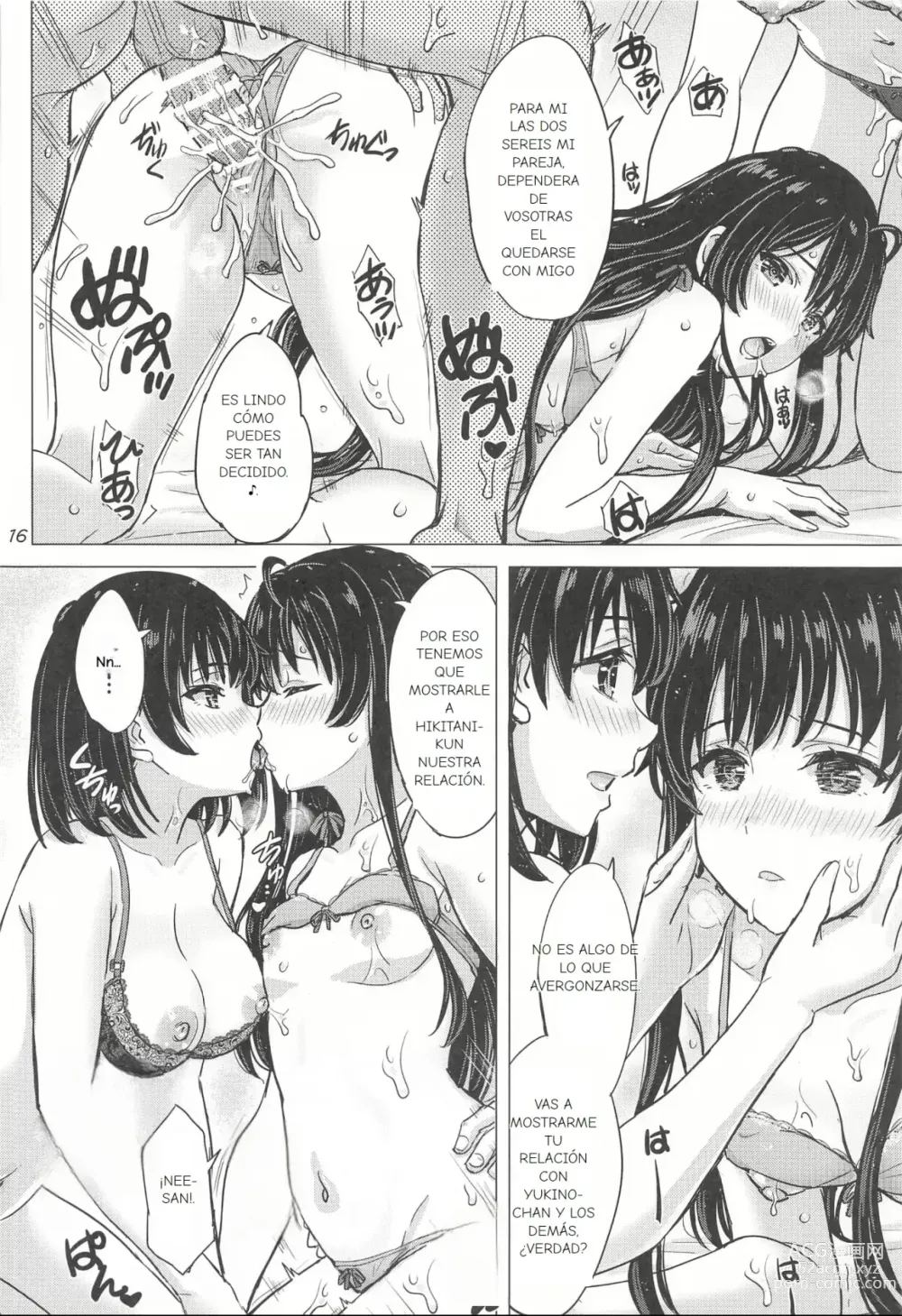 Page 16 of doujinshi Miwakuteki ni Yukinoshita Shimai ga Rouraku Shite Kuru.