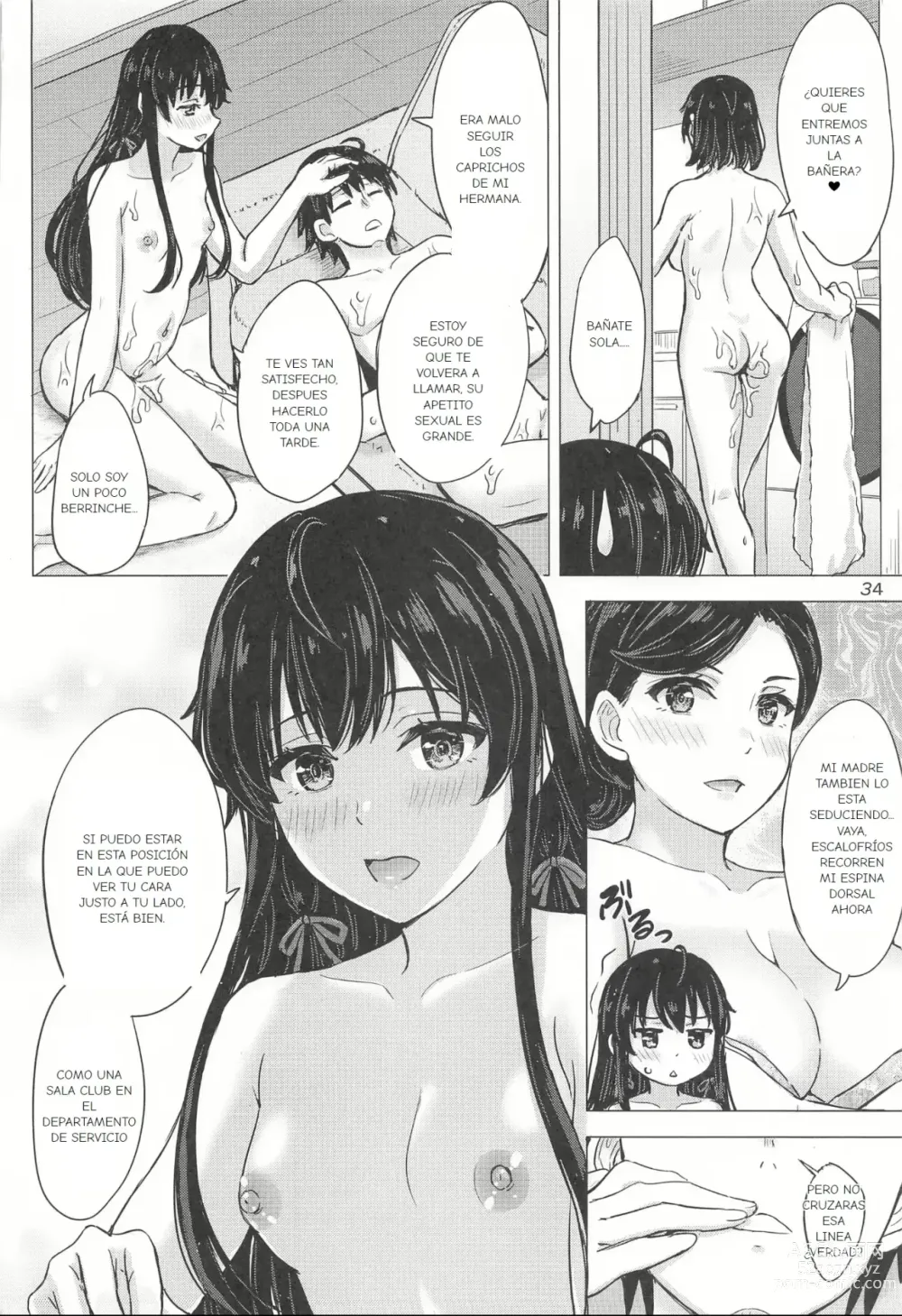 Page 34 of doujinshi Miwakuteki ni Yukinoshita Shimai ga Rouraku Shite Kuru.