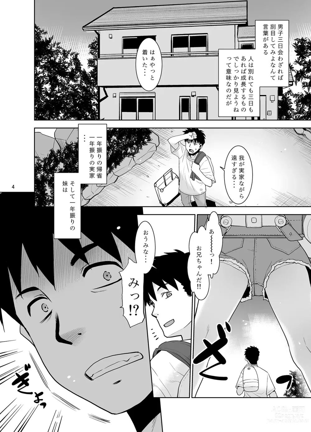 Page 3 of doujinshi Ichinen-buri ni Atta Imouto ga Nanka Sugokatta Ken.