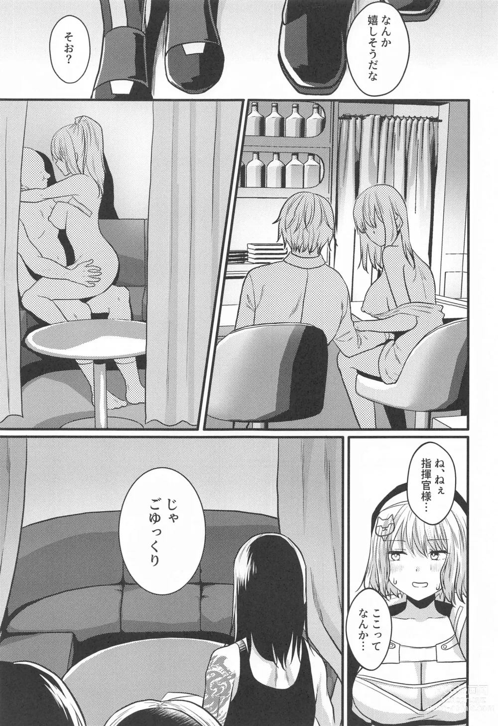 Page 4 of doujinshi Toaru Shikikan to Nikke ga Couple Kissa e Itta Ohanashi