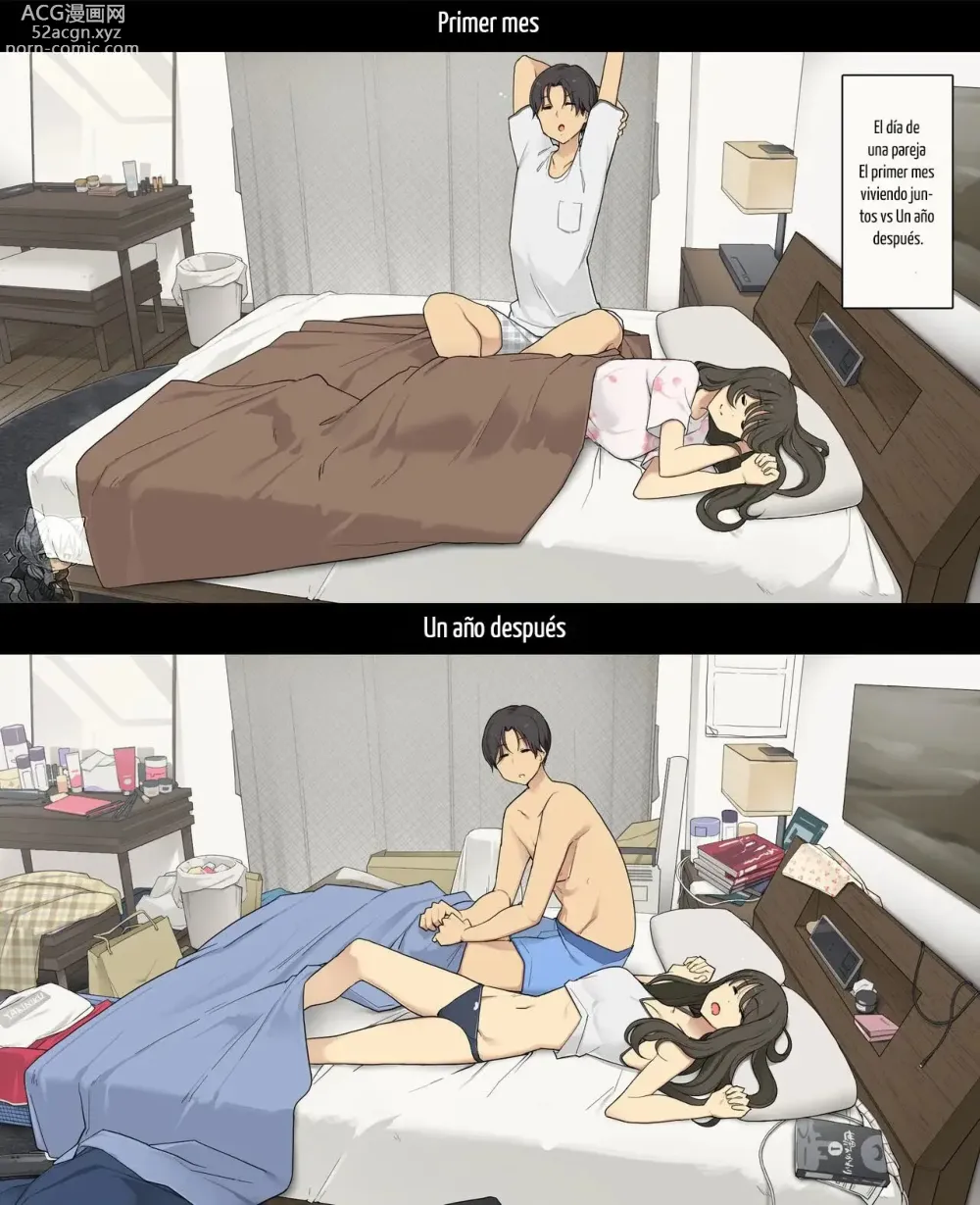 Page 1 of doujinshi A Day in the Life of a Couple: Their First Month Living Together vs. One Year Later