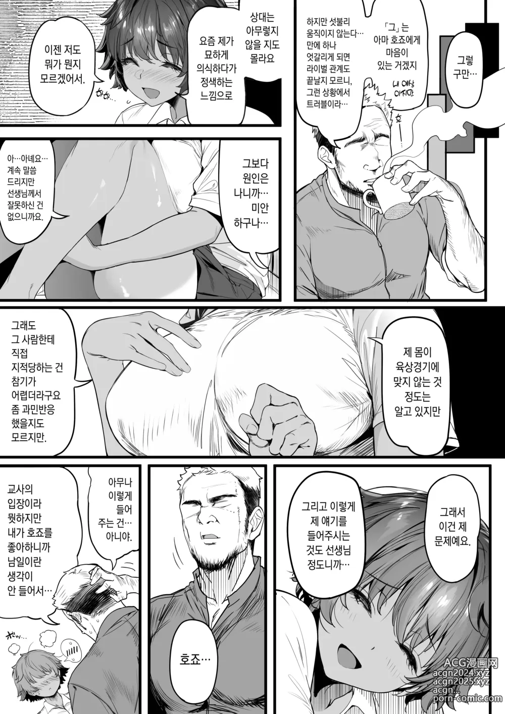 Page 22 of doujinshi Rikujoubu no Bokukko Doukyuusei ga Chuunen Komon ni Mesu ni Sareru Ichibu Shijuu｜육상부의 보쿠소녀 동급생이 중년고문에게 암컷이 될 때까지의 자초지종