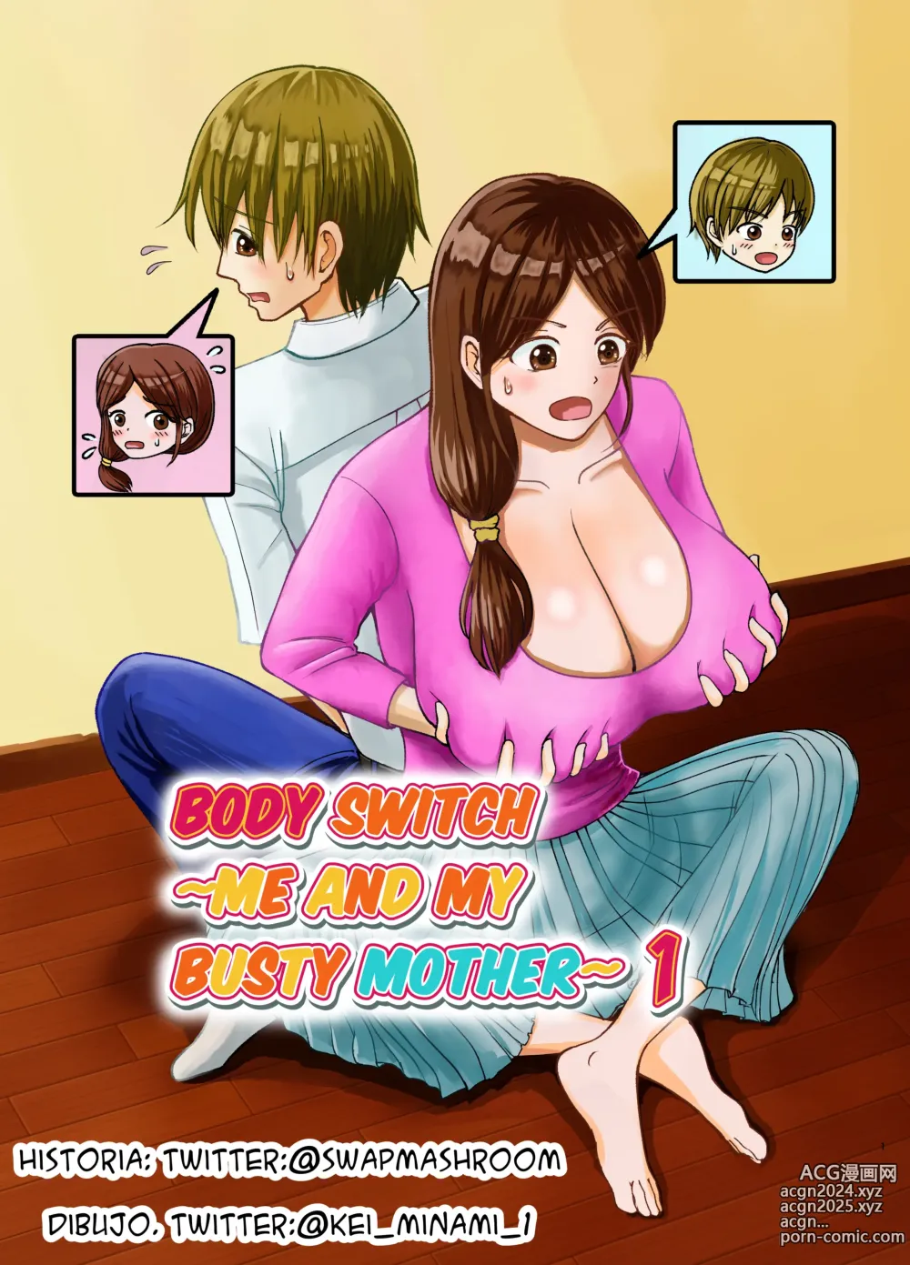 Page 1 of doujinshi Cambio de cuerpos, yo y mi pechugona madre 1