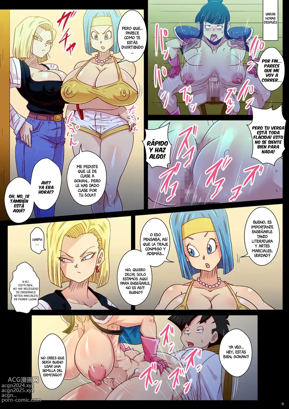 Page 6 of doujinshi El entrenamiento especial de Gohan para controlar su deseo sexual con Bulma y número 18 como sus tutores