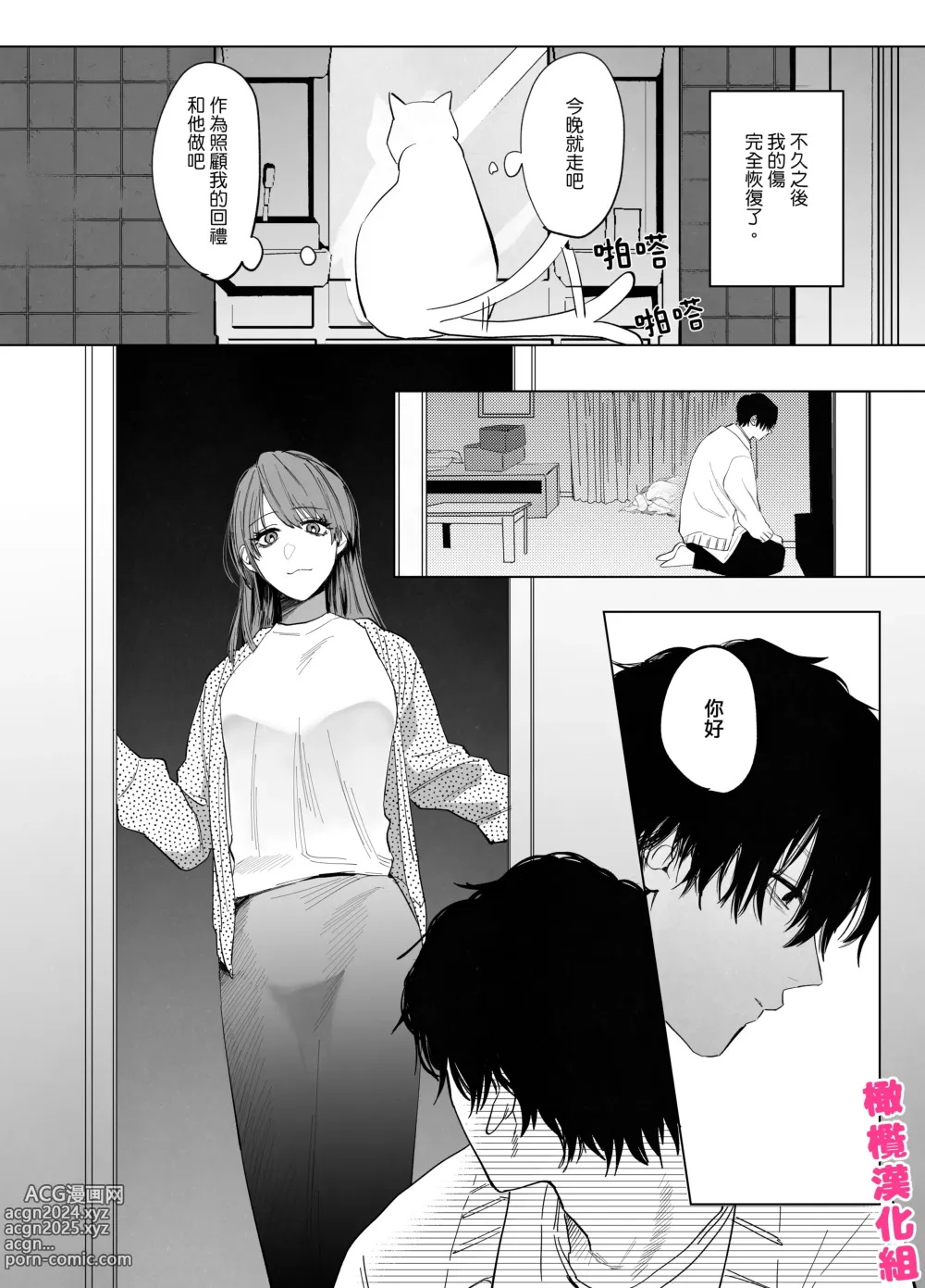 Page 10 of doujinshi bake neko to mibōjin｜猫与未亡人