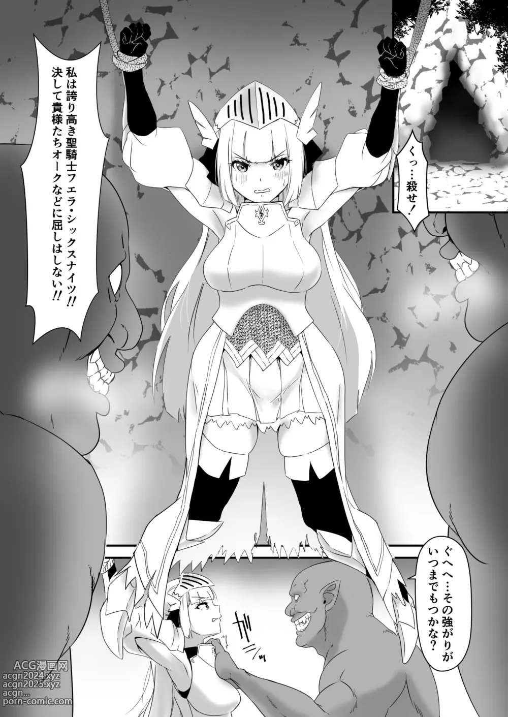 Page 3 of doujinshi Onna Kishi, Ork ni Toraware Nakadashi Sareru.