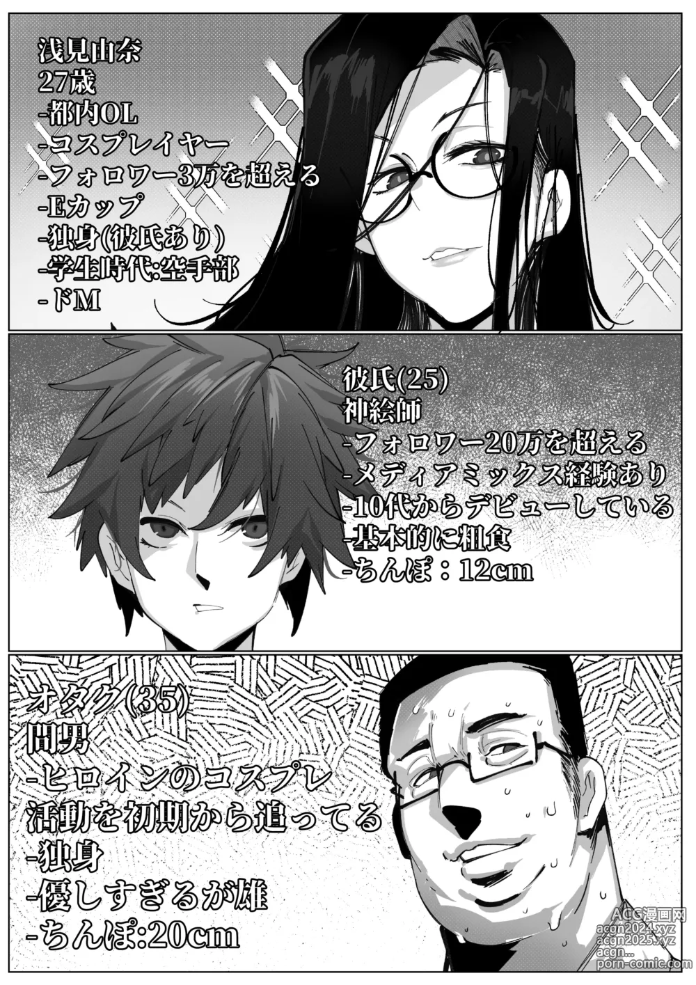 Page 2 of doujinshi Anata no Cosplayer wa Trophy Janai Watashi wa Otaku no Chinpo ni Fukujuu suru Kimi Igai no Hito to Suru Cosplay Ecchi