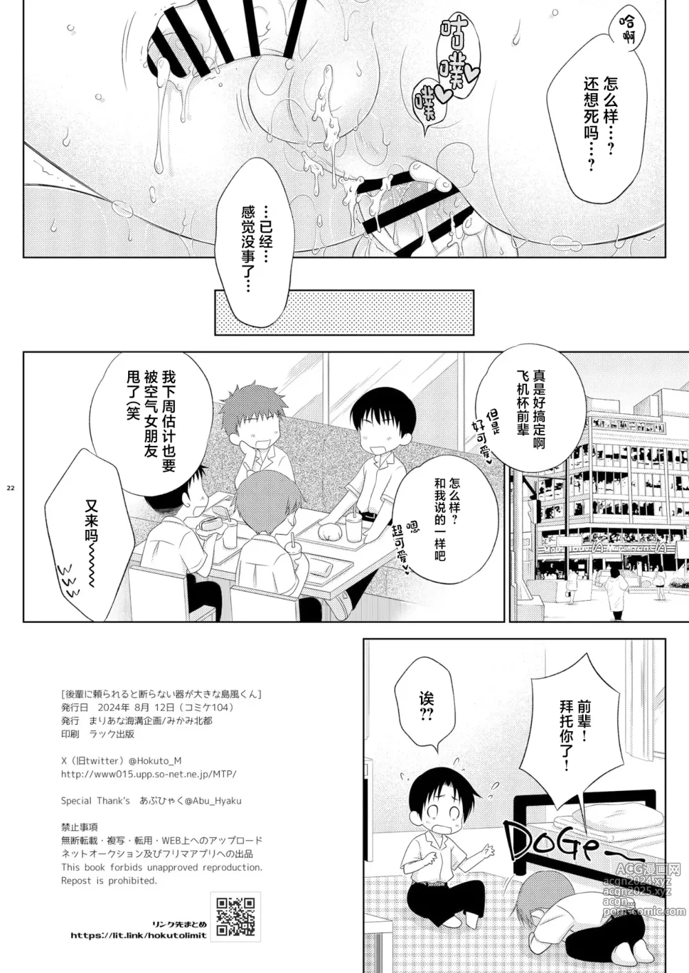 Page 22 of doujinshi Kohai ni Tayorareru to Kotowaranai Utsuwa ga Okina Shimakaze-kun