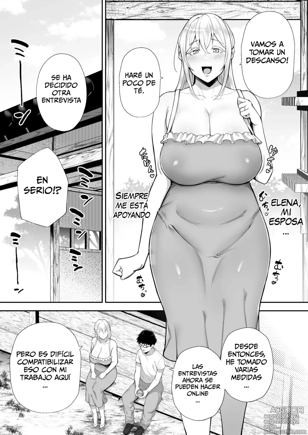 Page 2 of doujinshi Netorareta Bakunyuu Blonde Zuma Elena Ni -Musyoku no Otto o Sasaerutameni Hitasura Nakadashi Saremashita w-