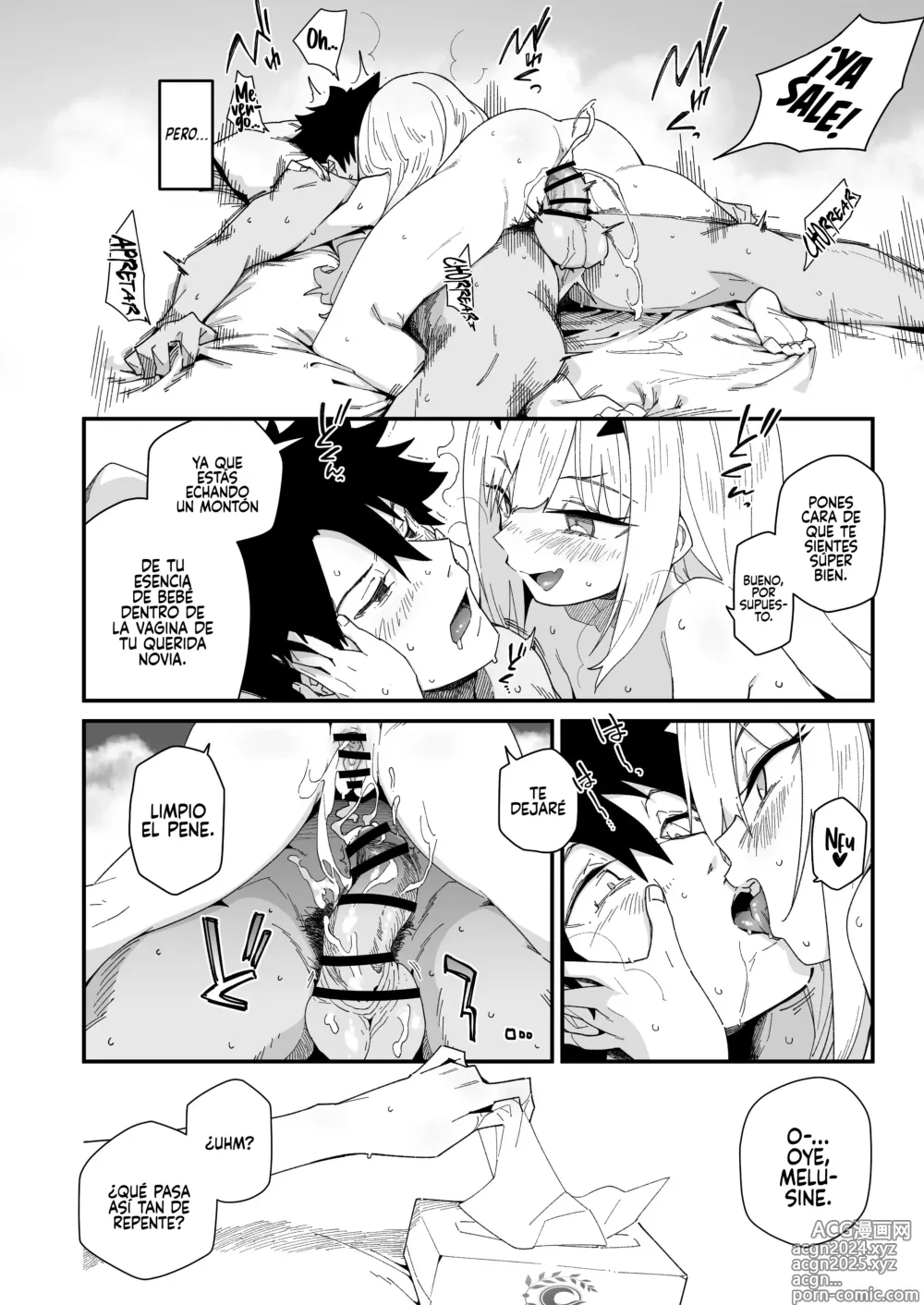 Page 3 of doujinshi Melu-ko sigue viniéndose, pero es mala apareándose.