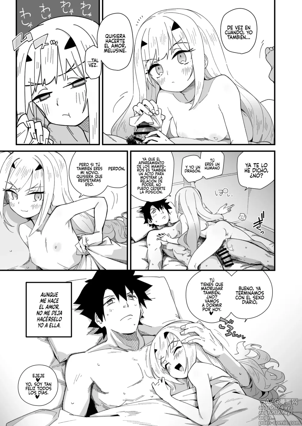 Page 4 of doujinshi Melu-ko sigue viniéndose, pero es mala apareándose.