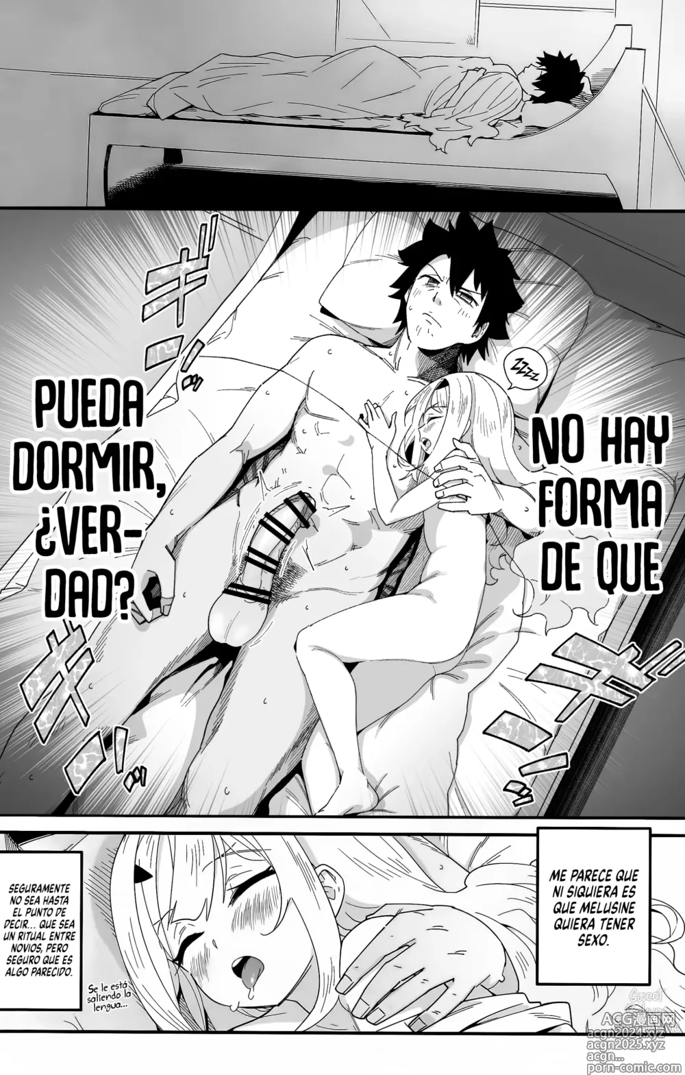 Page 5 of doujinshi Melu-ko sigue viniéndose, pero es mala apareándose.