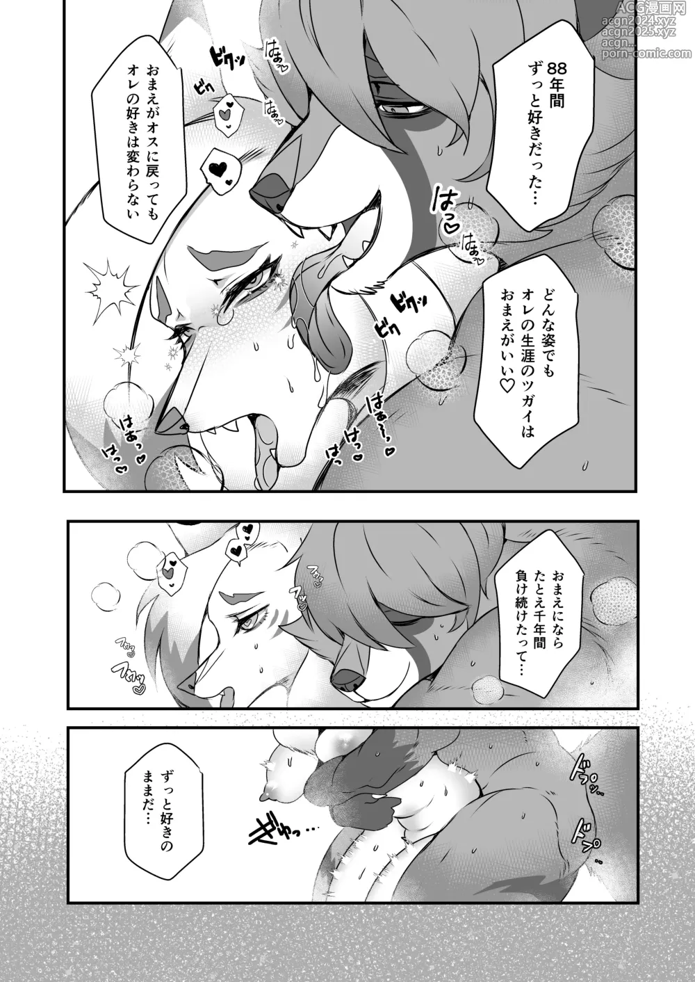 Page 26 of doujinshi Raibaru No Tanuki O Nyotaika Shite Aotta Kekka Kyūkon Sareru Kitsune