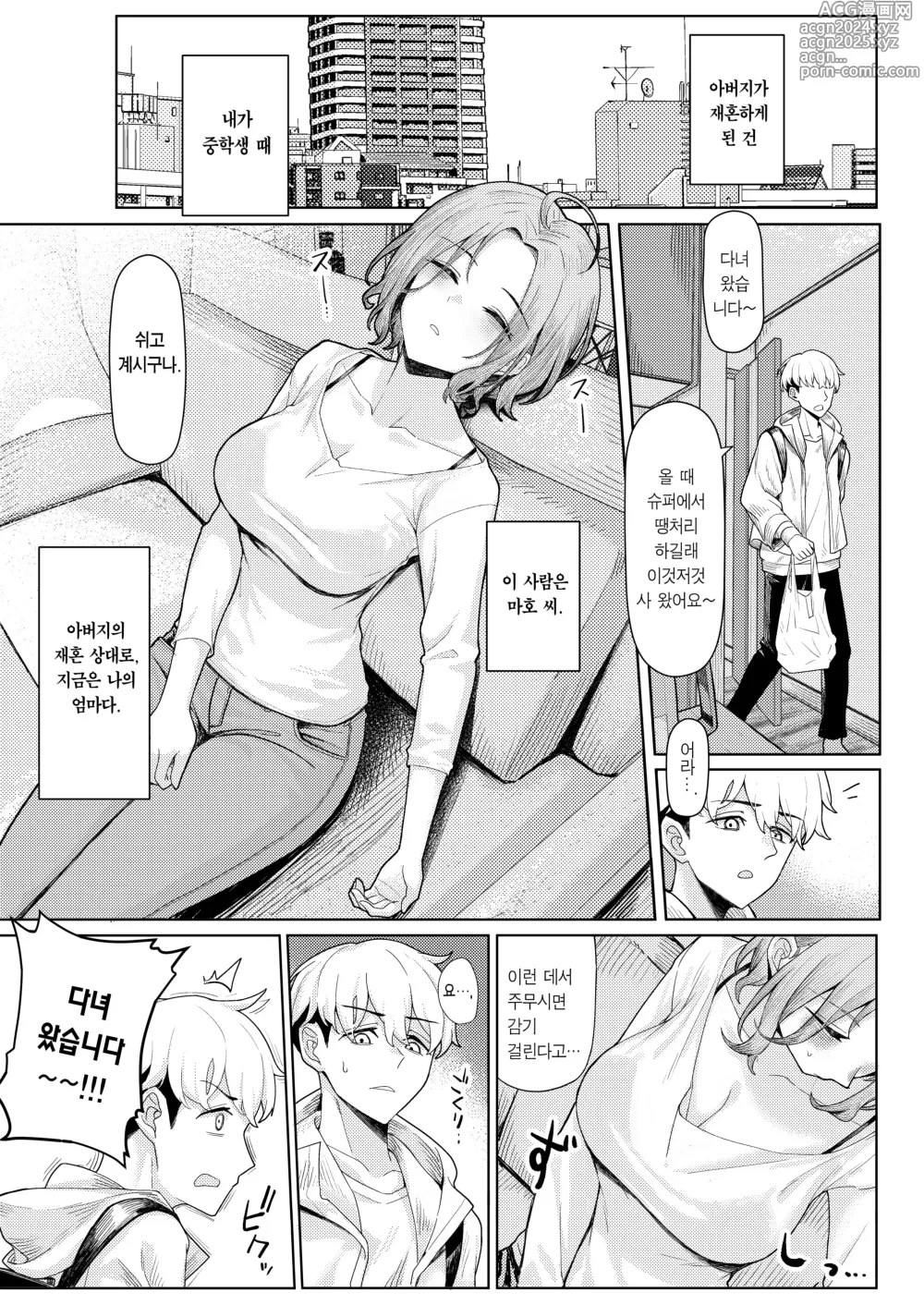 Page 2 of doujinshi 아버지의 재혼으로 동거하게 된 새엄마와 새누나동생과 교대로 섹스하게 된 책