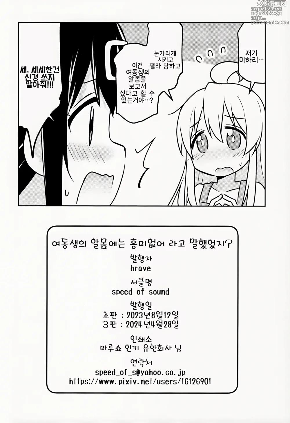 Page 22 of doujinshi 여동생의 알몸에는 흥미없다 라고 말했었지?