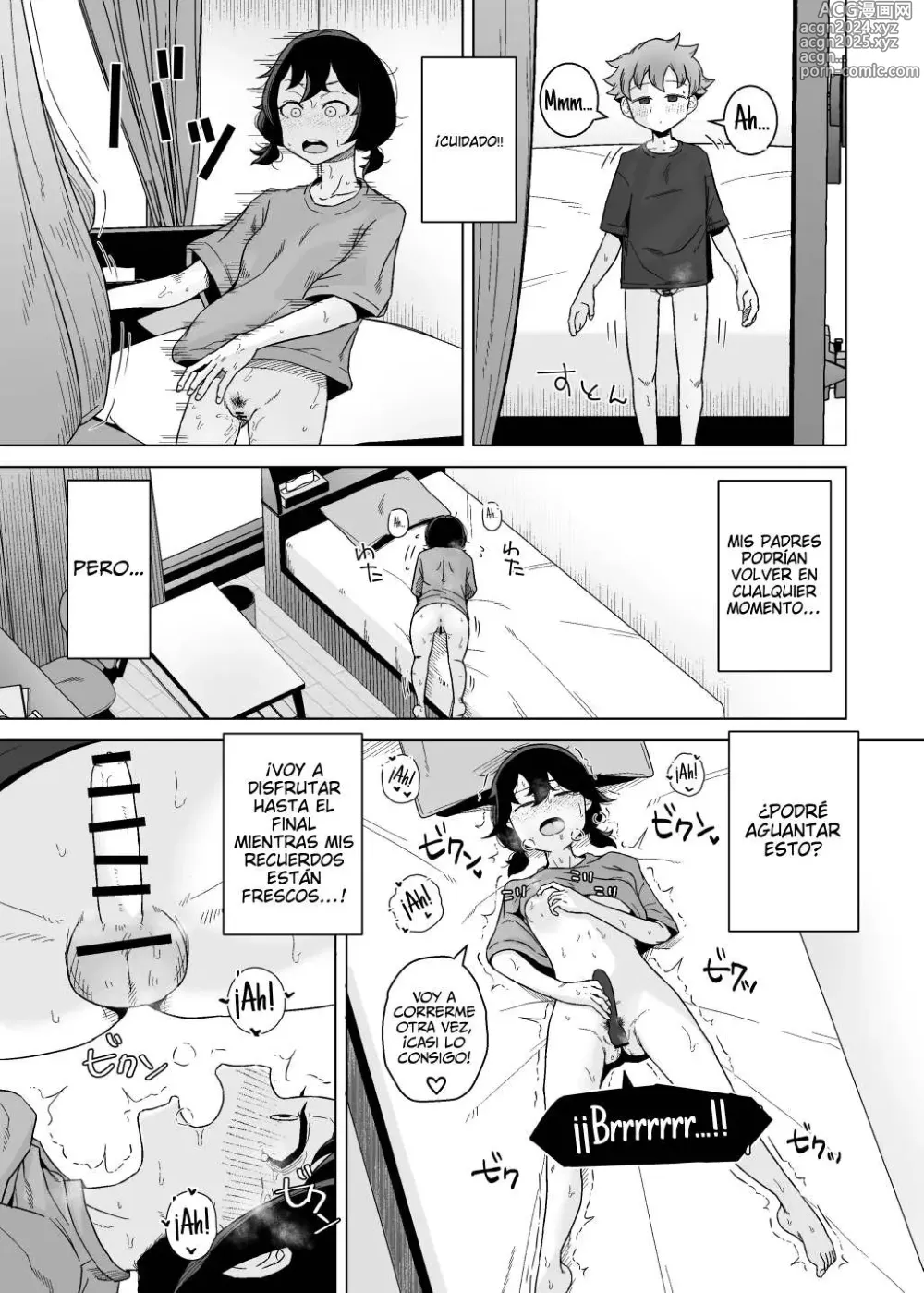 Page 20 of doujinshi Una chica autocrítica y adicta a la masturbación observa a un chico masturbarse.