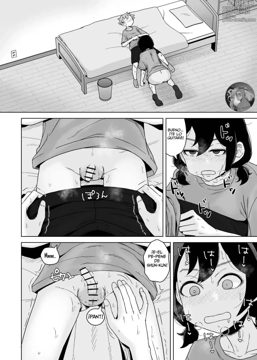 Page 41 of doujinshi Una chica autocrítica y adicta a la masturbación observa a un chico masturbarse.