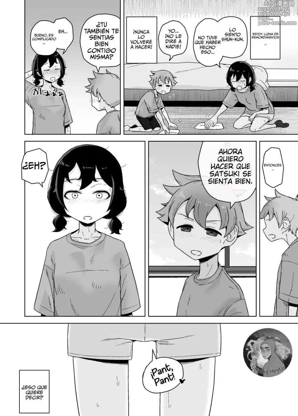 Page 49 of doujinshi Una chica autocrítica y adicta a la masturbación observa a un chico masturbarse.