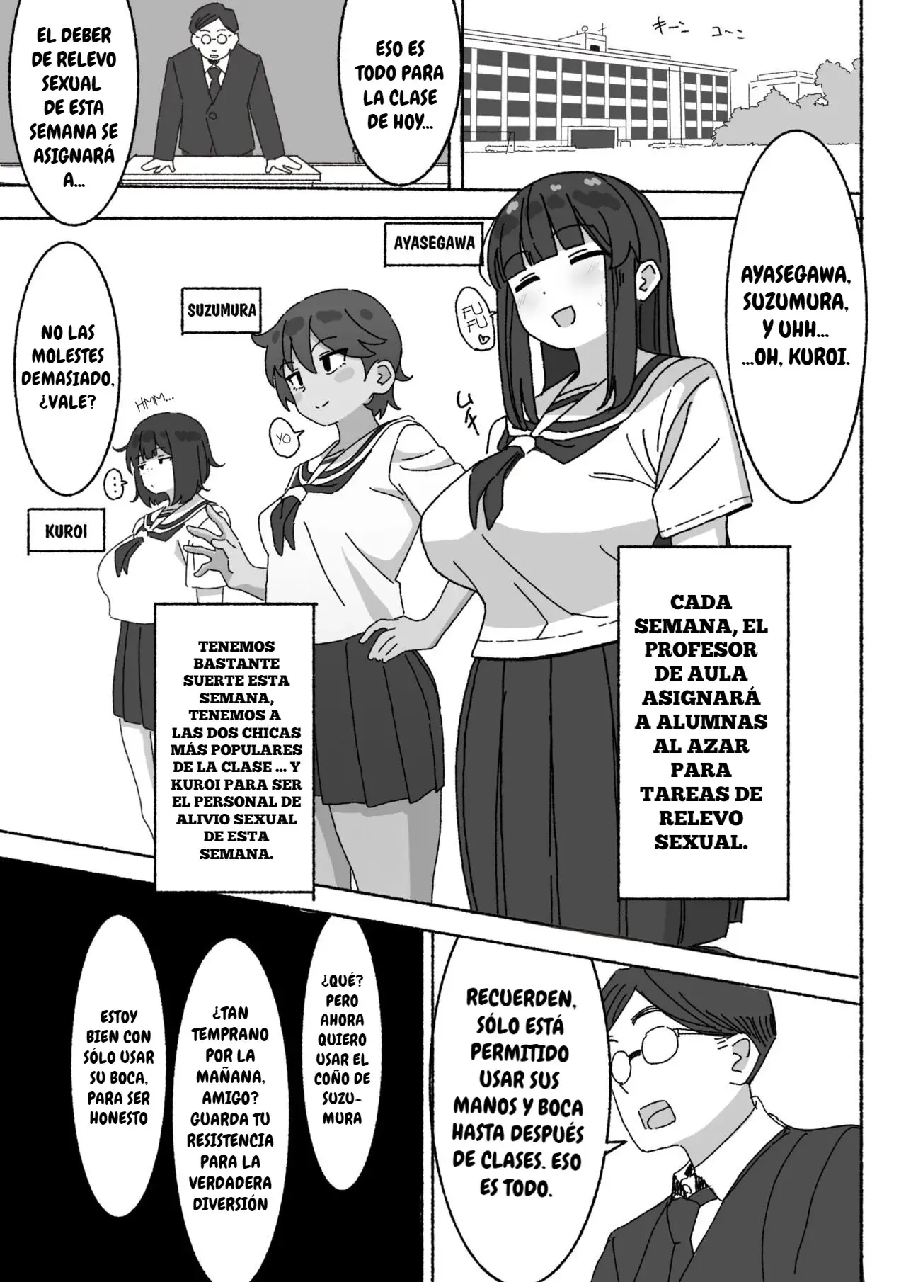 Page 3 of doujinshi Soy el único de la clase que está utilizando a la impopular alivio sexual del personal de servicio, kuroh-chan.