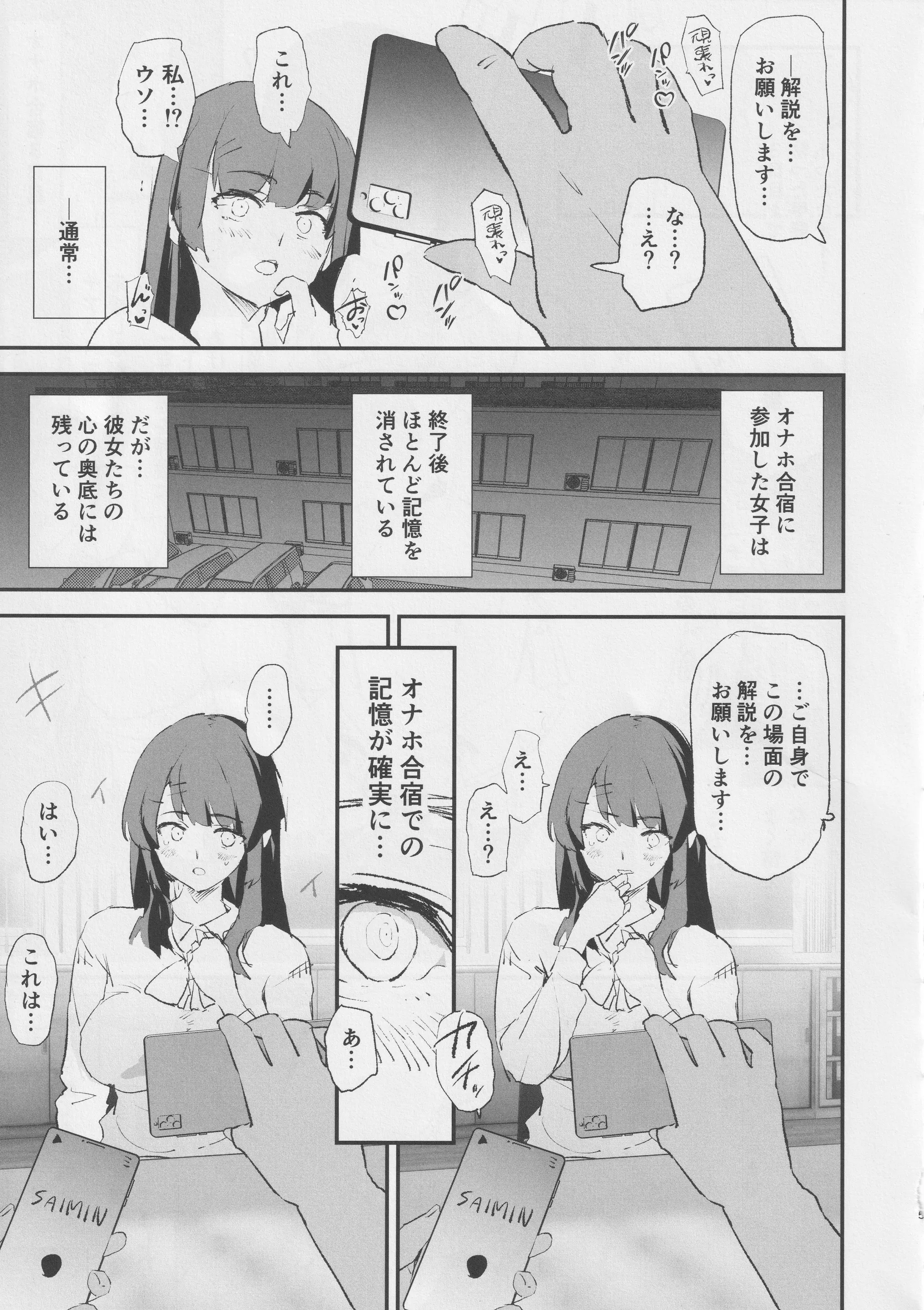 Page 6 of doujinshi Onaho Gasshuku Saimin Dosukebe Interview