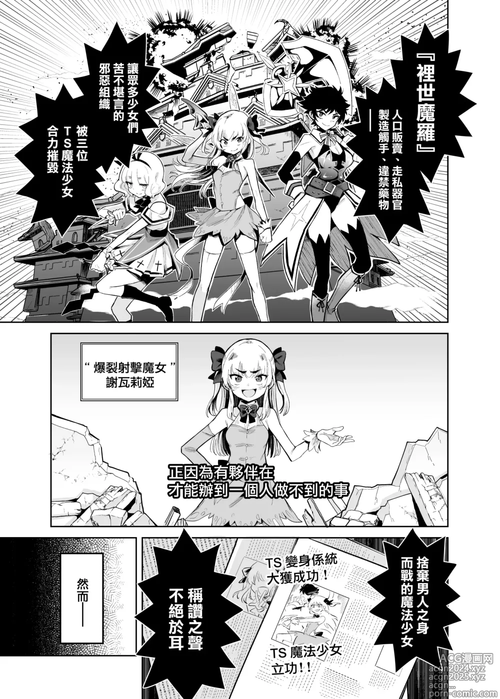 Page 3 of doujinshi TS魔法少女谢瓦莉亚和她的伙伴们堕落成为雌性已经再也变不回男人了是真的吗！？