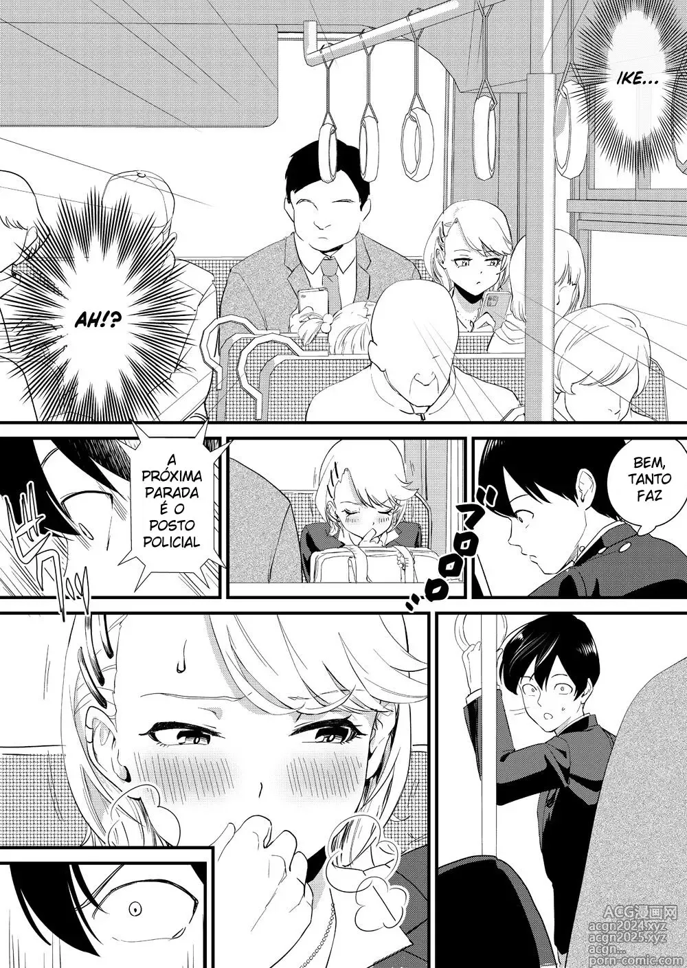 Page 12 of doujinshi A Garota Gyaru Está Gozando Dentro do Ônibus