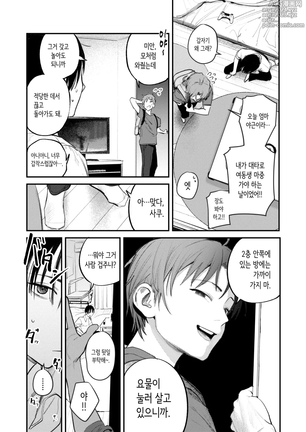 Page 6 of doujinshi Mamono no Heya ~6 nen-buri ni Saikai shitara Hikkikomori Neet ni Natteita Shinyuu no Oneesan ni Semerarete Seieki o Shiboritorareru Hanashi~｜요물의 방 ~6년만에 재회했더니 방구석 폐인이 되어있던 친구 누나에게 재촉당해 정액을 짜내지는 이야기~