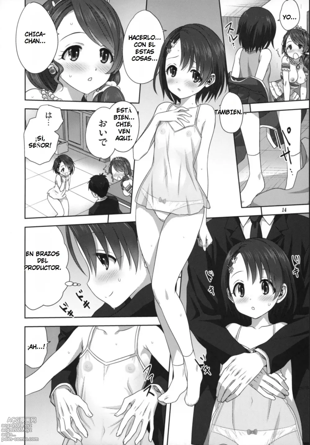 Page 14 of doujinshi Arisa y Chie Hacen Travesuras con el Productor