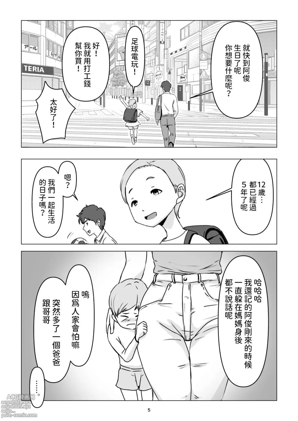 Page 5 of doujinshi 父親不在家我經不起母親的誘惑而讓她懷孕了