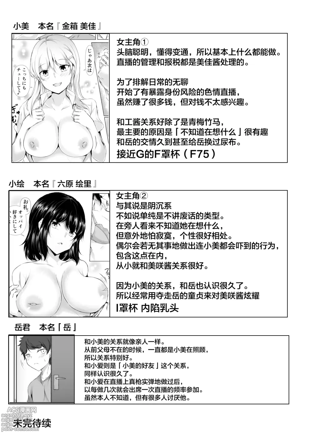 Page 34 of doujinshi Boku no Ie ga Osananajimi no Onee-chan-tachi no Haishin Heya ni Sareteru Ken