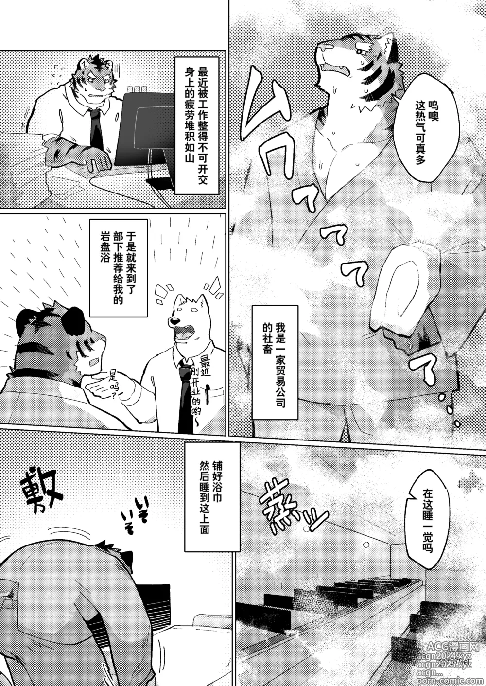 Page 2 of manga 老虎社畜在岩盘浴被偷袭事件