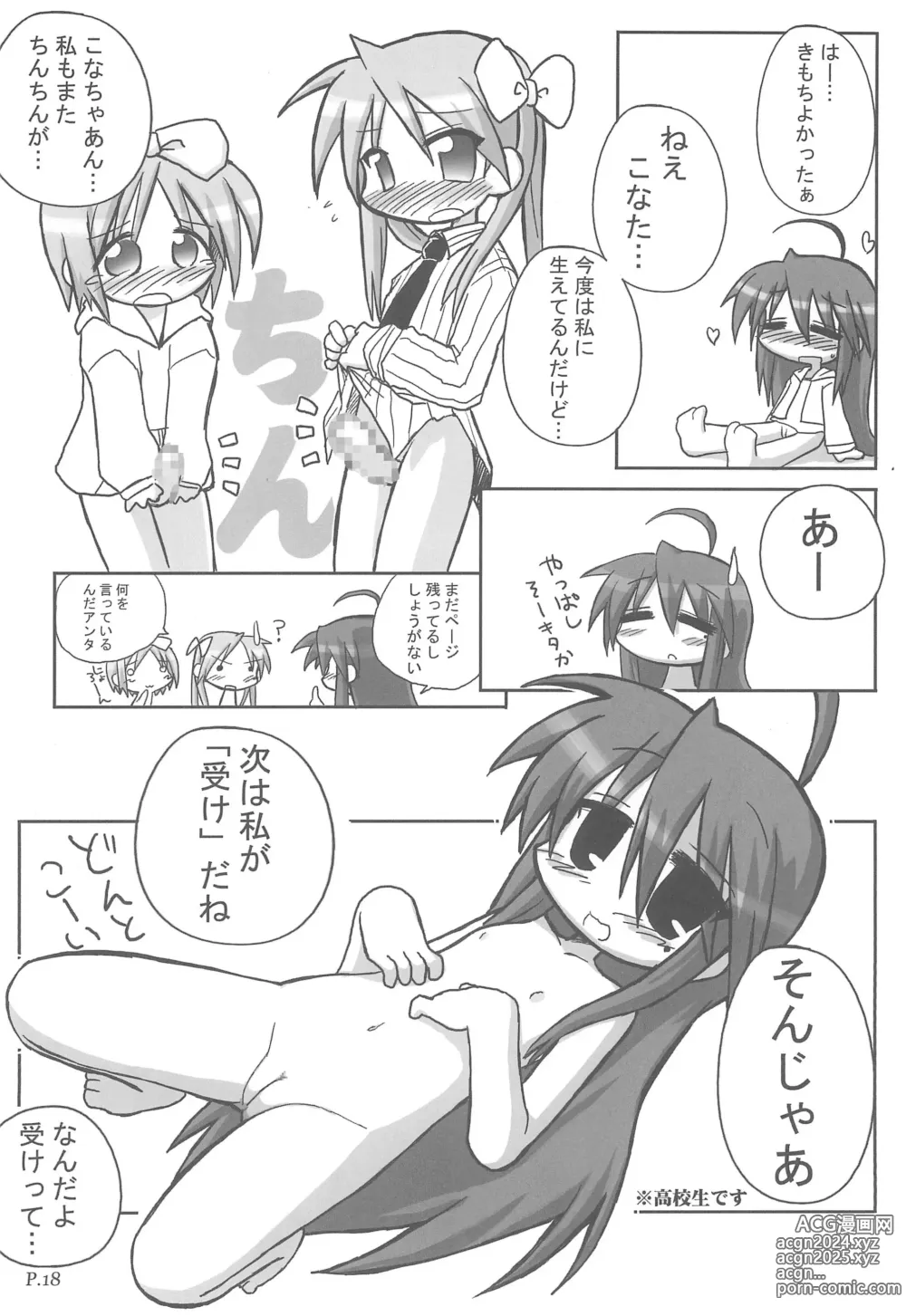 Page 18 of doujinshi HITOYASUMIX 5 Tsukasa to Kagami to Konata no Hon