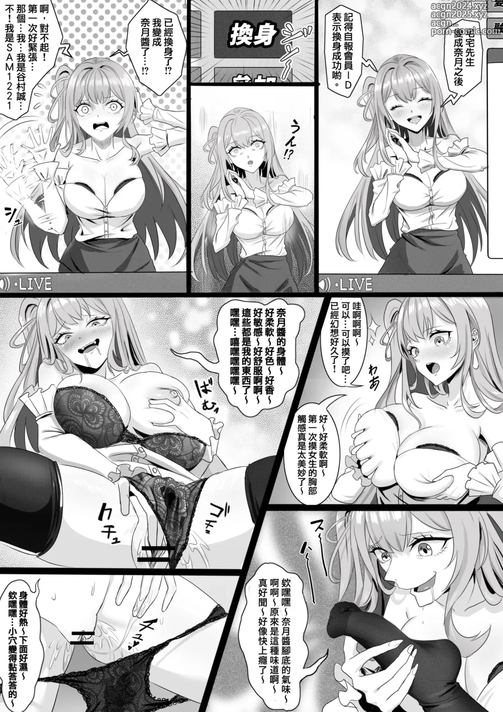 Page 2 of manga TSF直播【變身／附身／交換／催眠】【黑白漫畫10P】