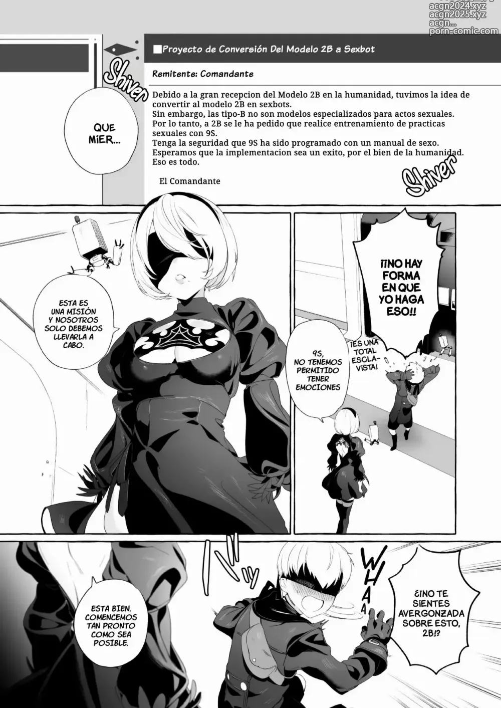 Page 2 of doujinshi Modelo 2b proyecto de conversion a sexbot