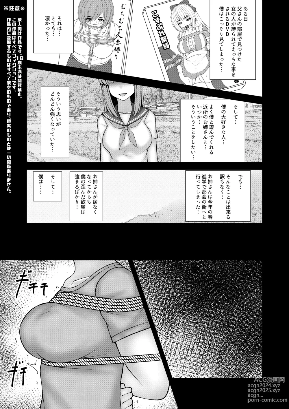 Page 2 of doujinshi Akogare no Onee-san wa Shibararete Boku no Mono