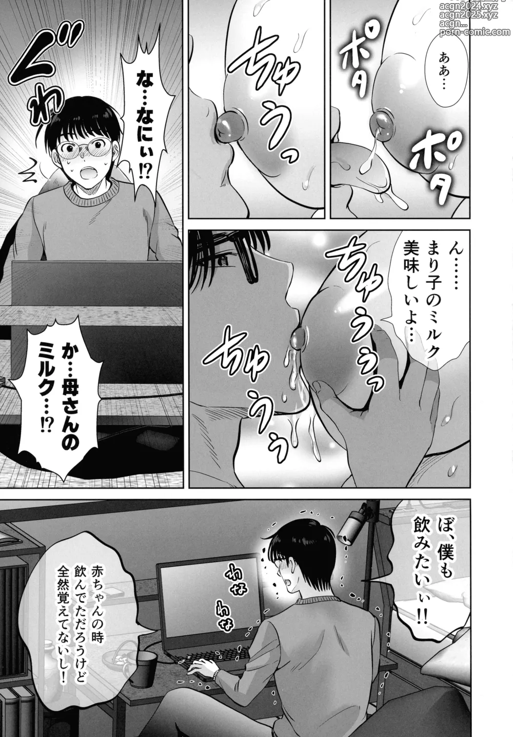 Page 21 of doujinshi Kyonyuu Kaa-san ga Boku no Me mo Mae de 2 ~Bonyuu Mamire de Ikimakutta Hanashi~