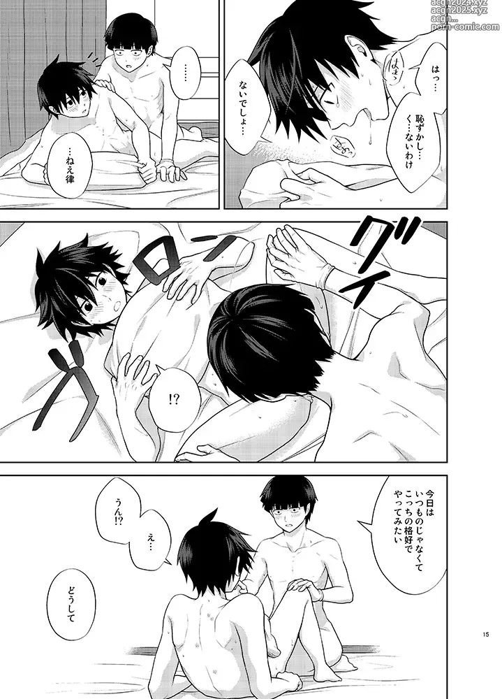 Page 15 of doujinshi Ritsu to Boku Dake no, Mainasu 2 ℃ no