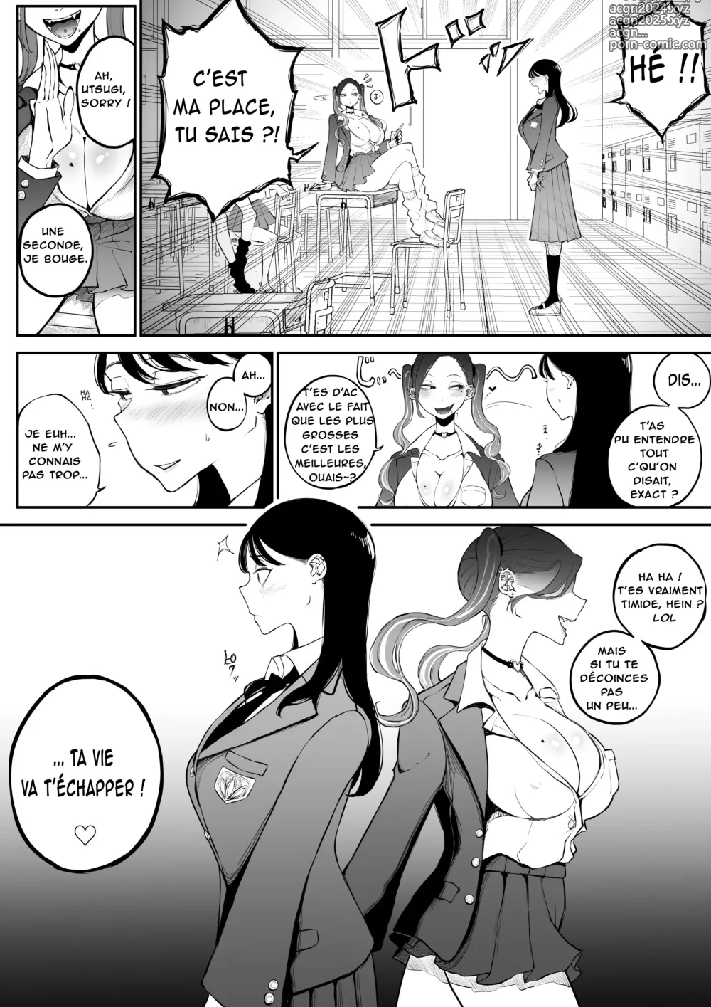 Page 4 of doujinshi Yokkyuu Fuman Majime Joshi ga Class no Yariman Gal to Dosukebe H Shichau Hanashi. (decensored)