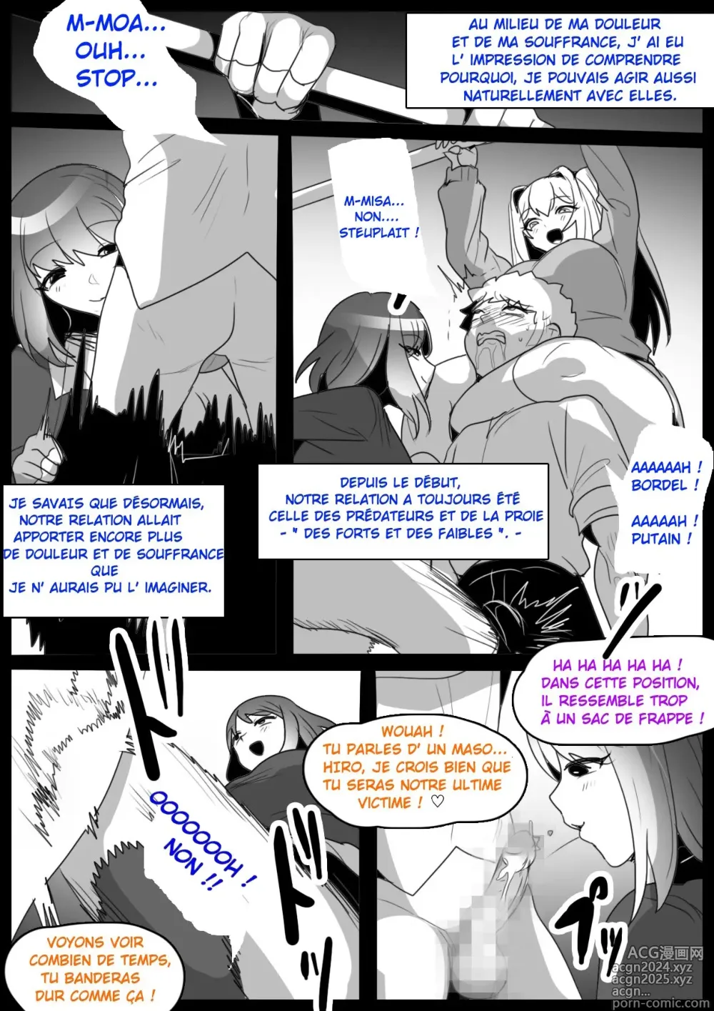 Page 27 of doujinshi Je suis devenu l'esclave, un vrai punching-ball par deux filles de ma classe qui ont découvert que j'étais maso